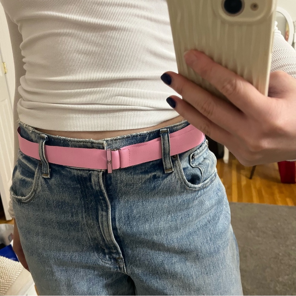 CHANEL Vintage Pink Ribbon Belt